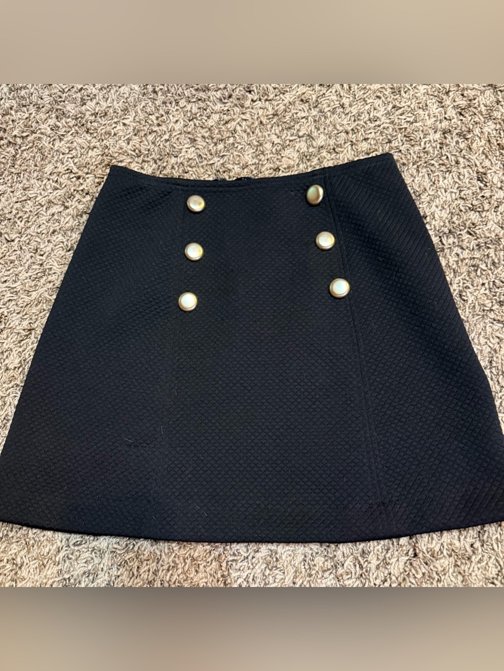 Black Mini Skirt with Gold Buttons XS